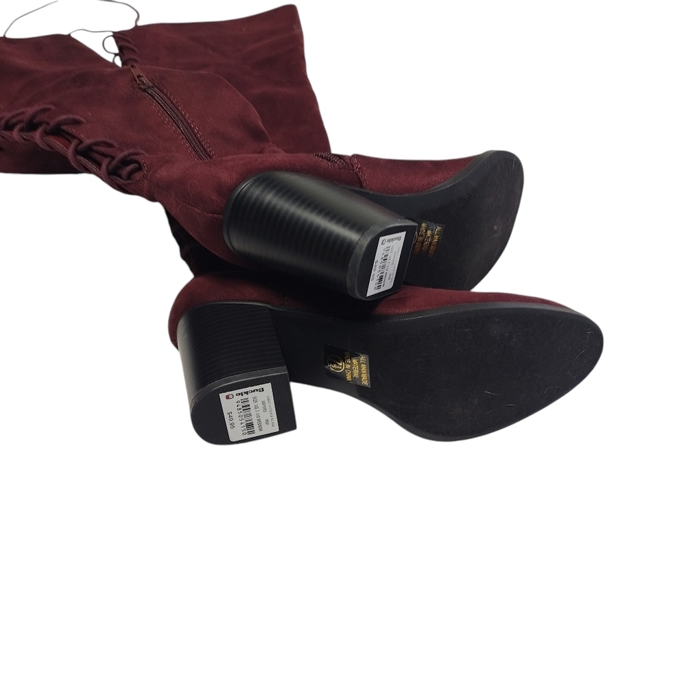 Soda Burgandy Faux Suede Over The Knee Boots High Heels Boots Size 7.5 New - Picture 8 of 14